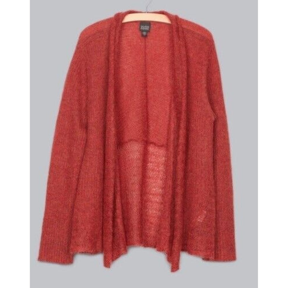 NWOT Eileen Fisher Mohair Melange Orange Fuzzy Open Front Cardigan Women L China